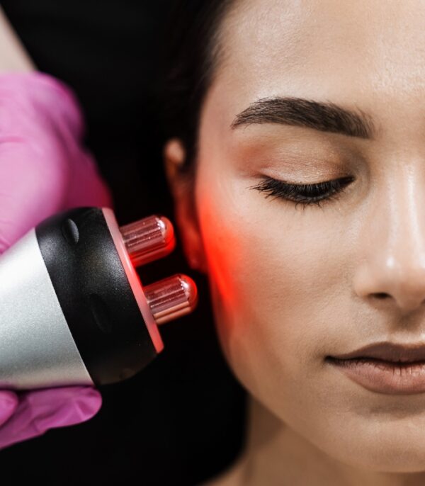 Hydroderm facial with high frequency and LED